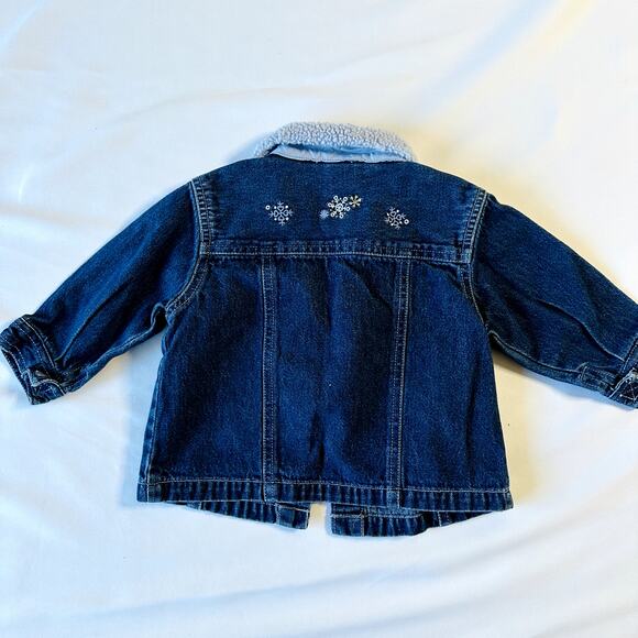 Vintage Baby Osh Kosh Winter Snowflake Denim Jacket w/ Purple Sherpa Collar - Picture 8 of 8